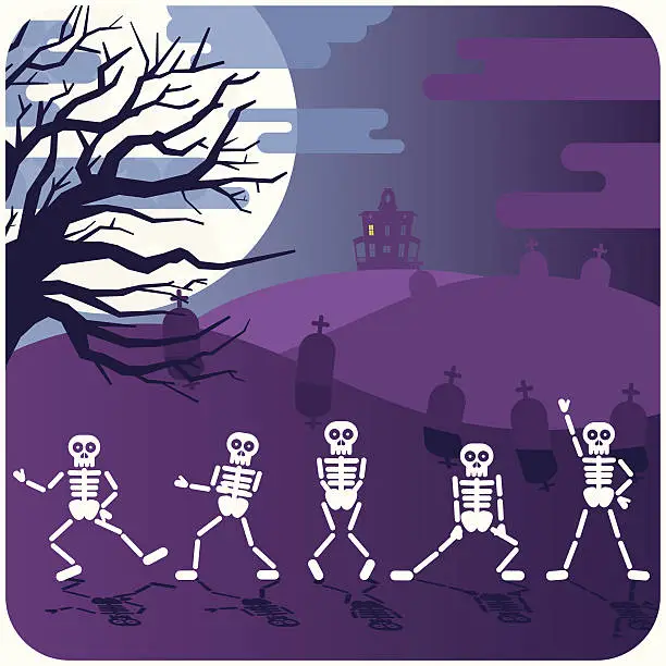 Vector illustration of SKELETONS DANCING THRILLER illustration vector cartoon