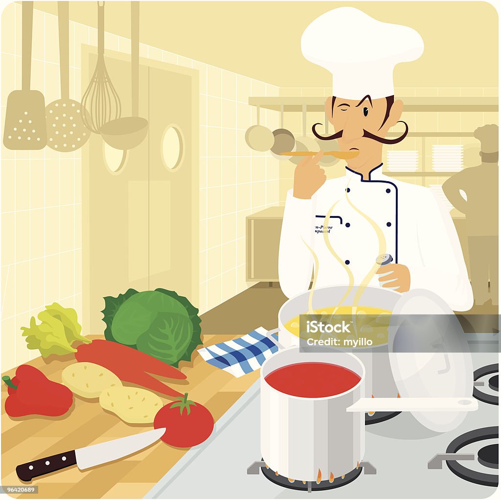 chef français dans la cuisine, illustration vectorielle - clipart vectoriel de Chef cuisinier libre de droits