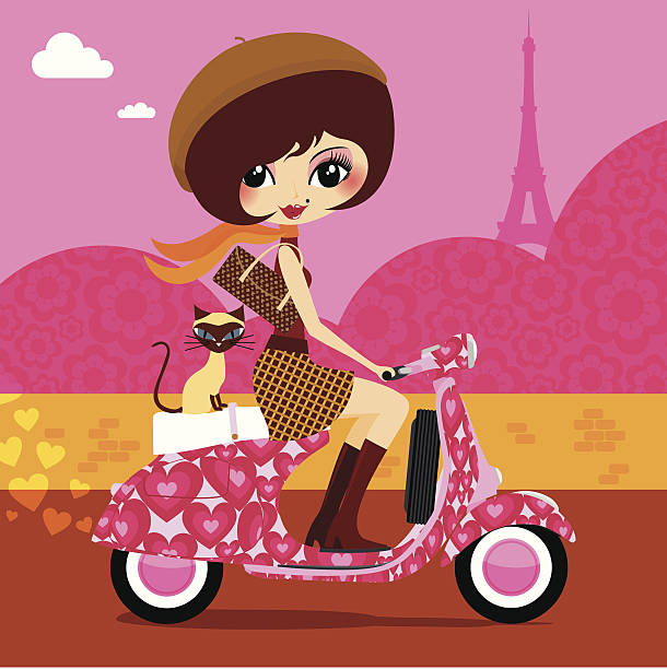 ilustrações de stock, clip art, desenhos animados e ícones de francês amor vespa - vespa scooter