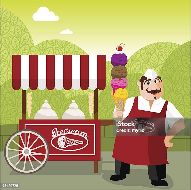 Icecream Man Stock Illustration - Download Image Now - Ice Cream, Ice Cream Truck, Selling