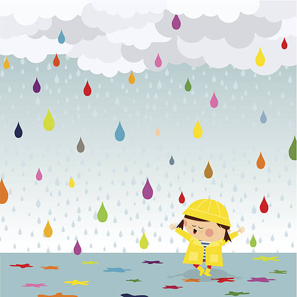 illustrations, cliparts, dessins animés et icônes de heureux de pluie - little girls only child babies and children people