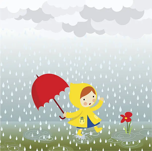 Vector illustration of Spring rain