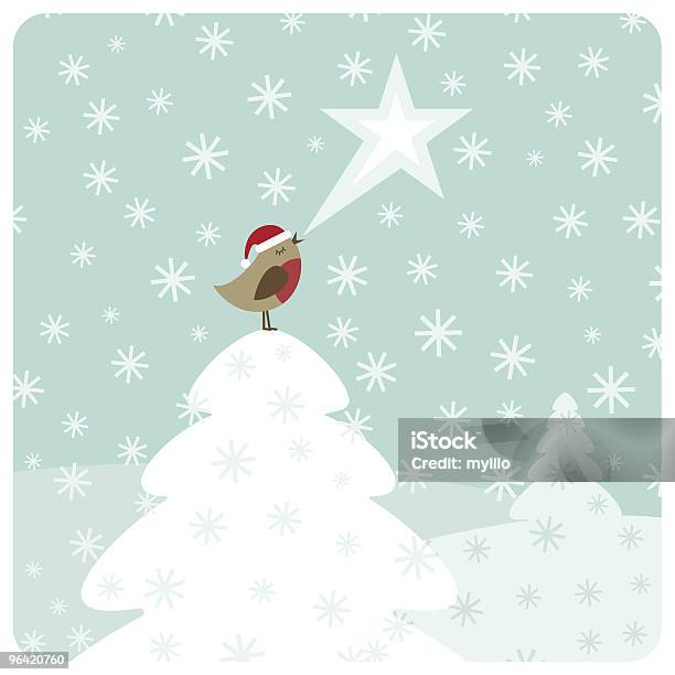 Singing Christmas Robin Bird Stock Illustration - Download Image Now - Christmas, Bird, Singing