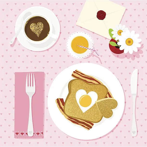 Vector illustration of Love breakfast