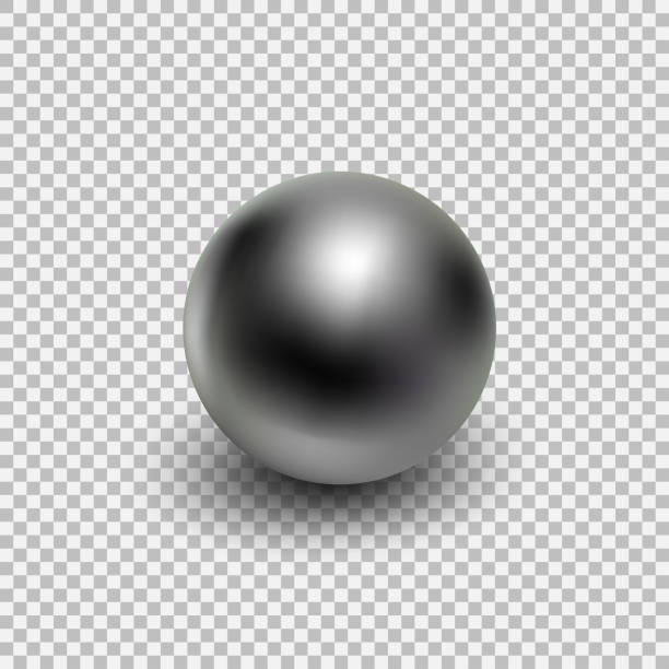 Chrome metal ball realistic isolated on transparent background Chrome metal ball realistic isolated on transparent background. Spherical 3D orb with transparent glares and highlights for decoration. Jewelry gemstone. Vector Illustration for your design and business. metal sphere stock illustrations