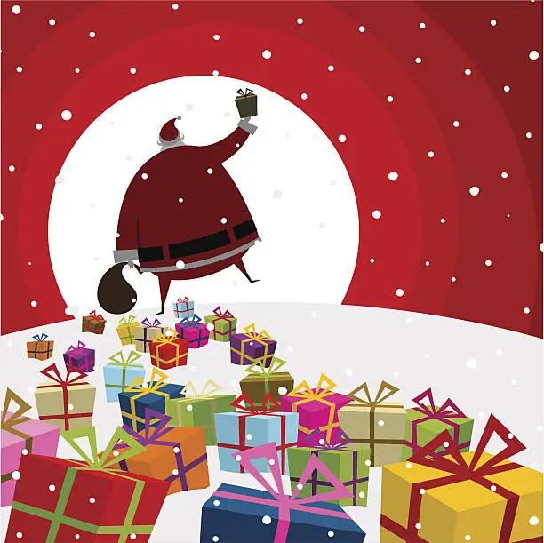 Vector illustration of Santa Claus is coming / Christmas card