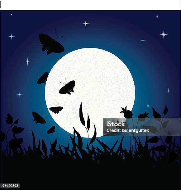 Ilustración de La Noche y más Vectores Libres de Derechos de Mariposa - Lepidópteros - Mariposa - Lepidópteros, Silueta, Azul