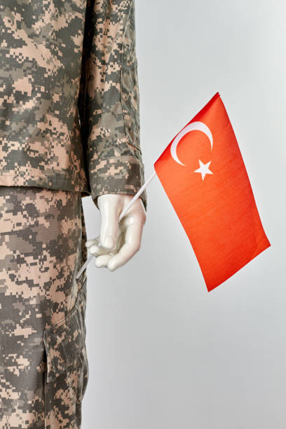 istock Mannequin in army military uniform with turkish flag. 964209048