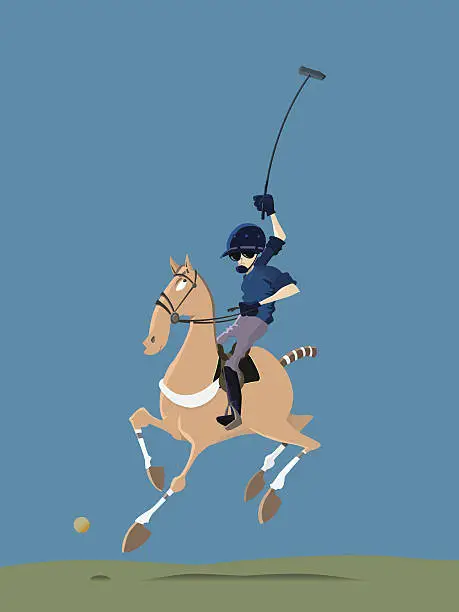 Vector illustration of Polo player riding his horse