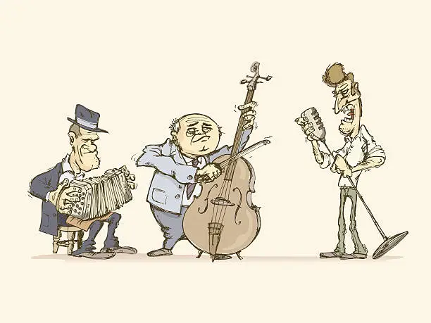 Vector illustration of old tango orchestra