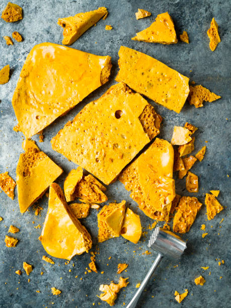 rustic homemade golden honeycomb toffee