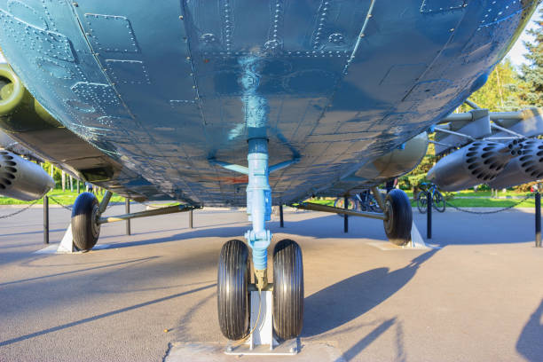 istock Front landing gear of army plane 964212944
