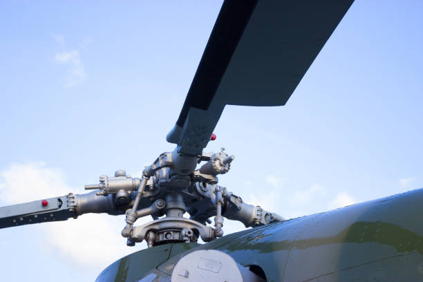 rotating rotor of the helicopter - screw propeller imagens e fotografias de stock