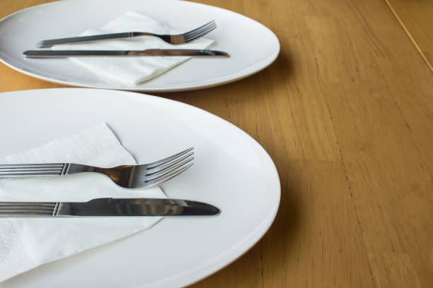 istock Dinner plates for restaurant background and food industry.  Trendy restaurants. 964213596