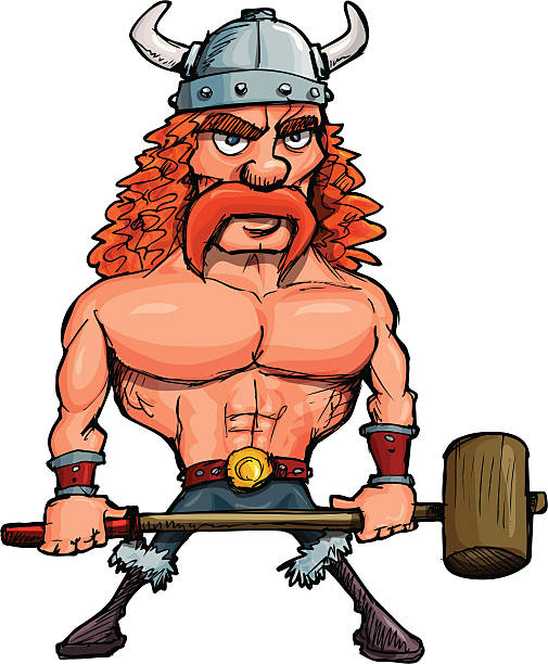 kreskówka, viking - muscular build white background men shirtless stock illustrations