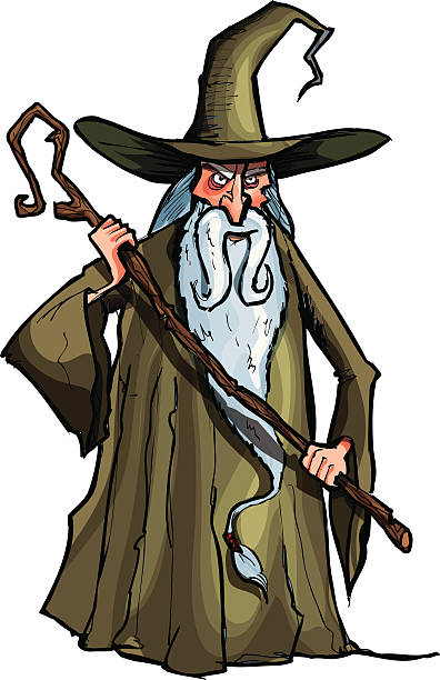 Wizard with a staff  merlin the wizard stock illustrations