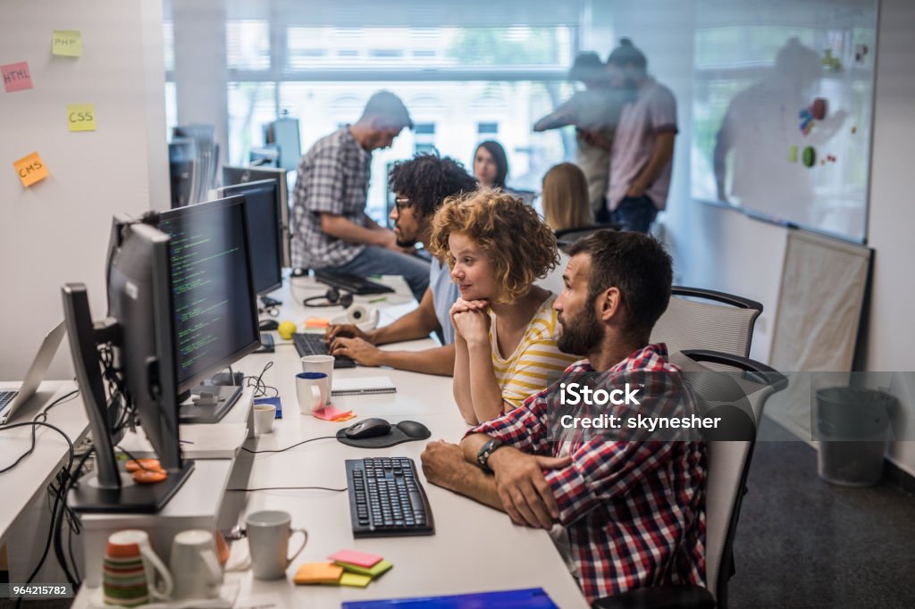 Große Gruppe von Programmierern, die im Büro arbeiten. - Lizenzfrei Programmierer Stock-Foto