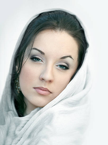 istock Girl in white scarf 96421865