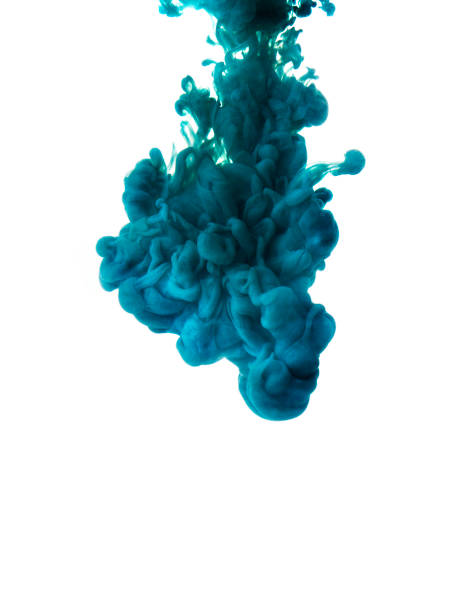 istock Acrylic colors and ink in water. Abstract frame background. Isolated on white 964219736