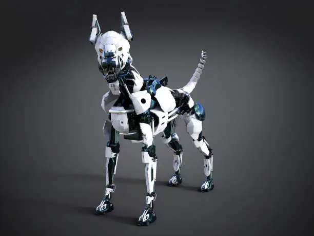 Photo of 3D rendering of a futuristic robot dog.