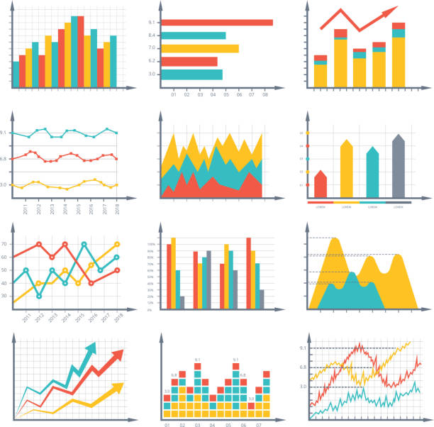istock Financial business graphics and diagram set in vector style. Infographic illustrations 964223560