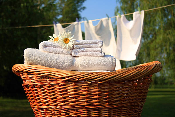 Smell of fresh towels stock photo