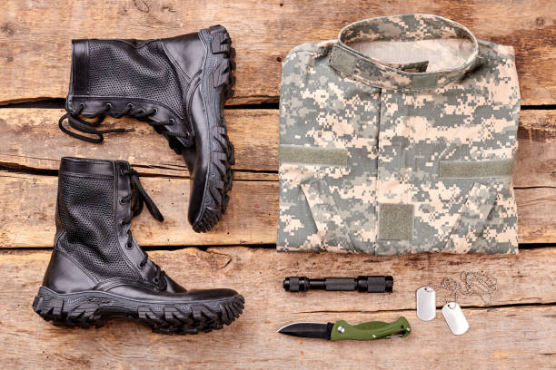 istock Set of soldier clothes and accessories. 964226662