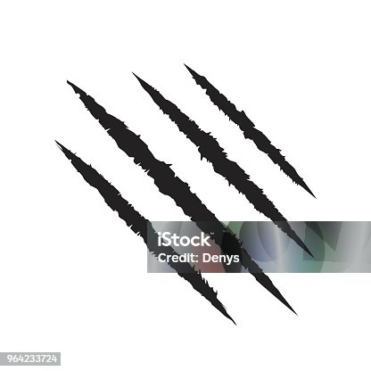 istock Scratch claws of animal. Tiger claws. Design element. Vector illustration 964233724