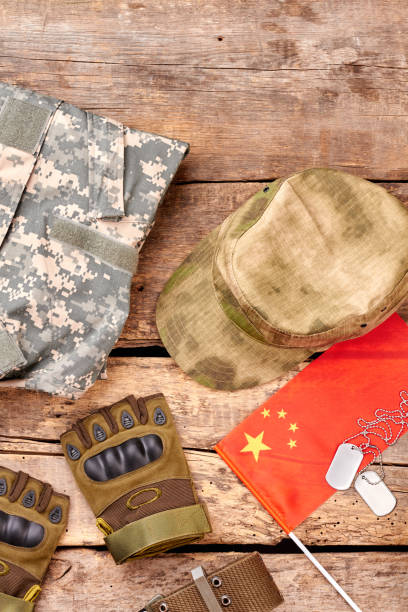 istock China army equipment flat lay. 964236714