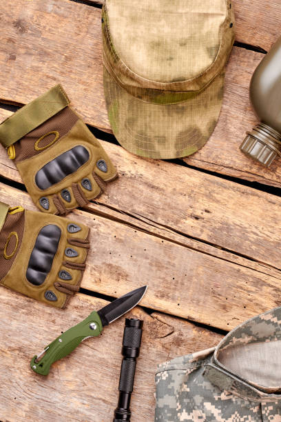 istock Essentials of soldier, clothes and accessories. 964237946