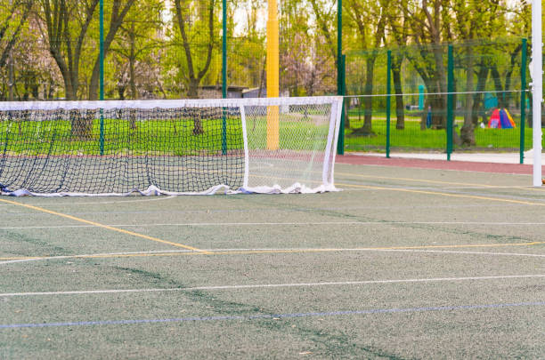 istock Tennis court with a grid for professional games. 964240970