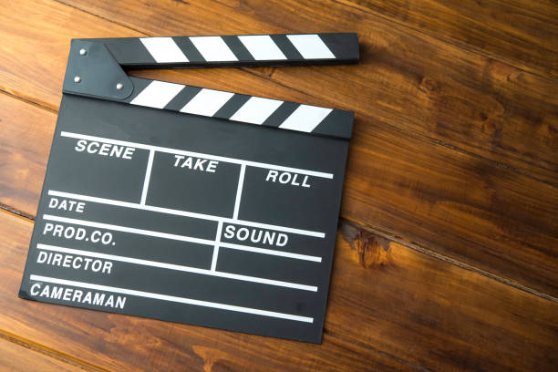 istock Slate for cut film placed on wooden floor. 964249040