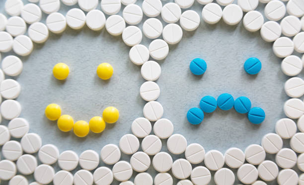 les antidépresseurs smile de symbole de pilules - prozac photos et images de collection