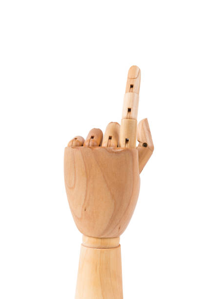 istock Wood hand gesture symbol: Click with finger 964262432