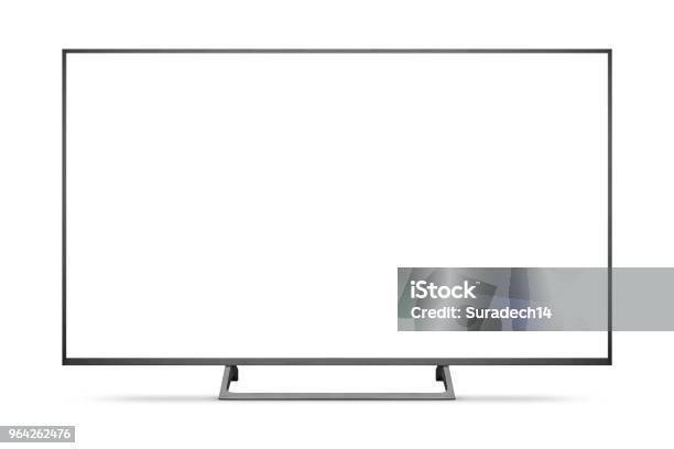 Tv 4k Flat Screen Lcd Or Oled Plasma Realistic Illustration White Blank Hd Monitor Mockup Stock Photo - Download Image Now