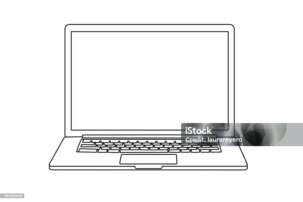 Kontinuierlichen Strichzeichnung eines modernen Laptops - Lizenzfrei Laptop Vektorgrafik