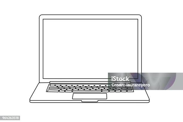 Kontinuierlichen Strichzeichnung Eines Modernen Laptops Stock Vektor Art und mehr Bilder von Laptop