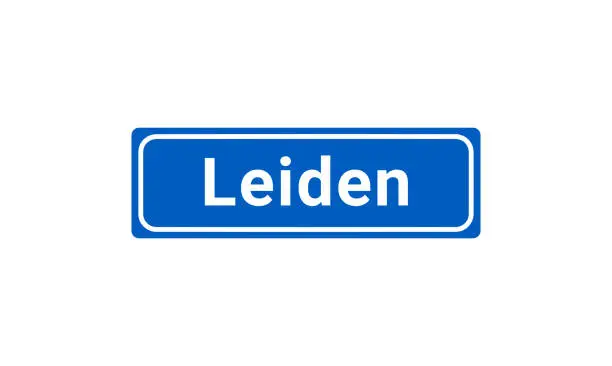 Vector illustration of Blue And White City Sign Of Leiden