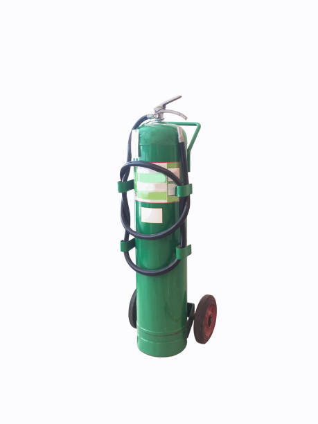 istock oxygen cylinder regulator Tank isolated on white. Hospital equipment 964282004