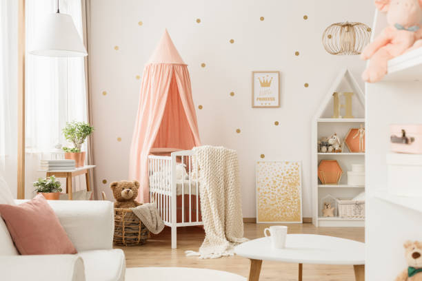 istock Pink and gold baby's bedroom 964283104