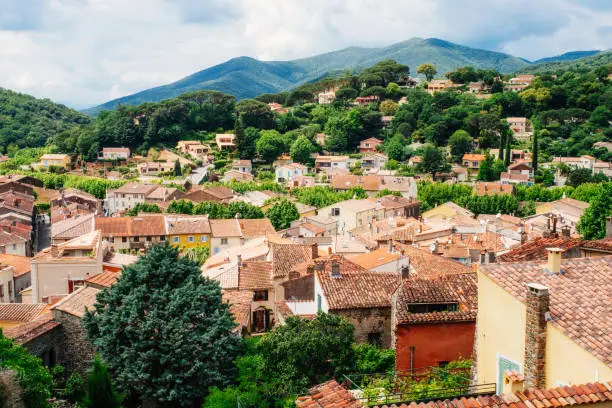 View over the town of Collobrieres in the Provence region of France.