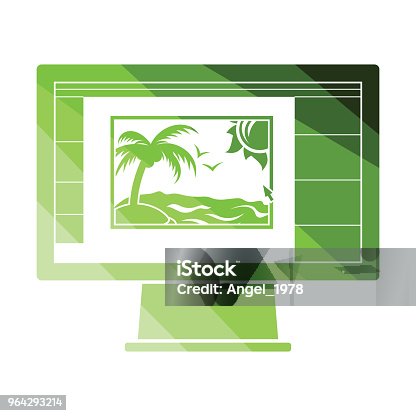istock Icon of photo editor on monitor screen 964293214