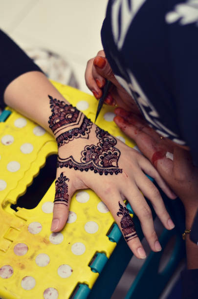 istock High Angle View Of Women Getting Henna Tattoo 964296070