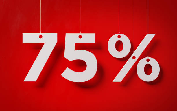 istock Sale Concept -White Seventy Five Percent Text With Strings Over Red Background 964297112