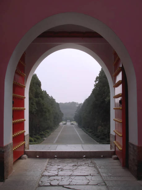 istock Red Chinese Arch Door 964297168