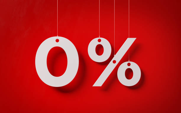 istock Sale Concept -White Zero Percent Text With Strings Over Red Background 964297538