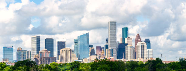 houston texas cityscape panoramę - scape zdjęcia i obrazy z banku zdjęć