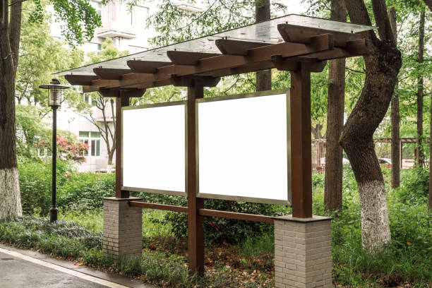 istock Billboards, trees and wooden signs in the park 964298002