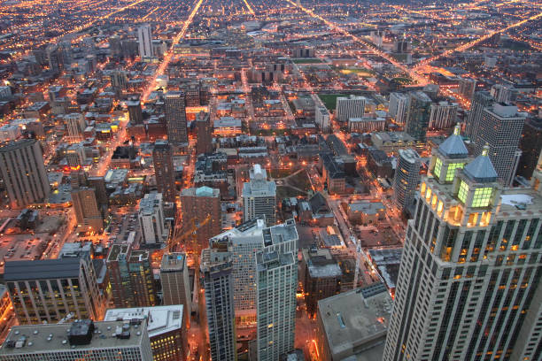 istock Top view skyline cityscape of Chicago 964301780