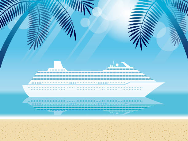 bildbanksillustrationer, clip art samt tecknat material och ikoner med cruise liner och tropiska resort. - japansk paradis ö